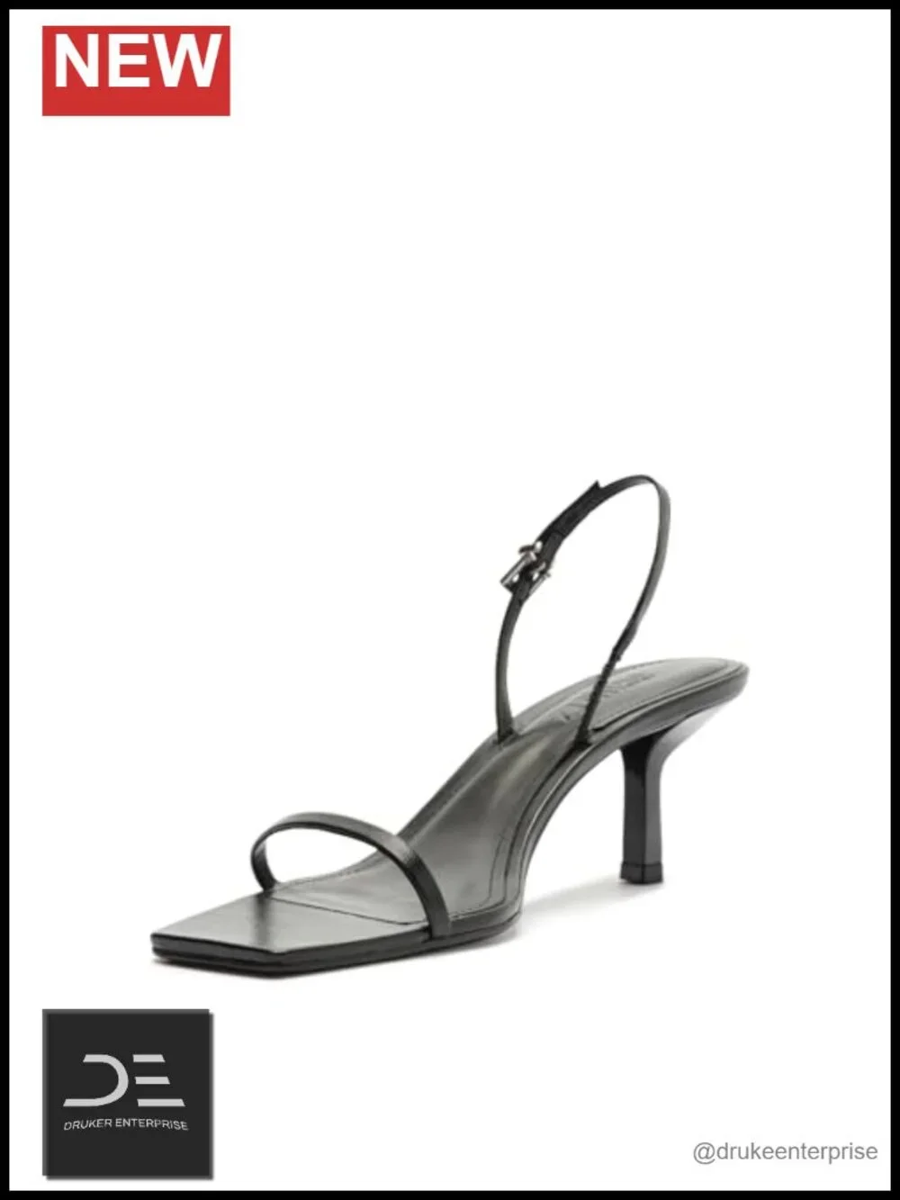Strappy Slingback Sandals Square Toe Mid Heel